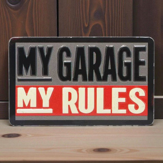 My Garage My Rules Embossed Metal Magnet (3" x 1.8") - Jones Peak