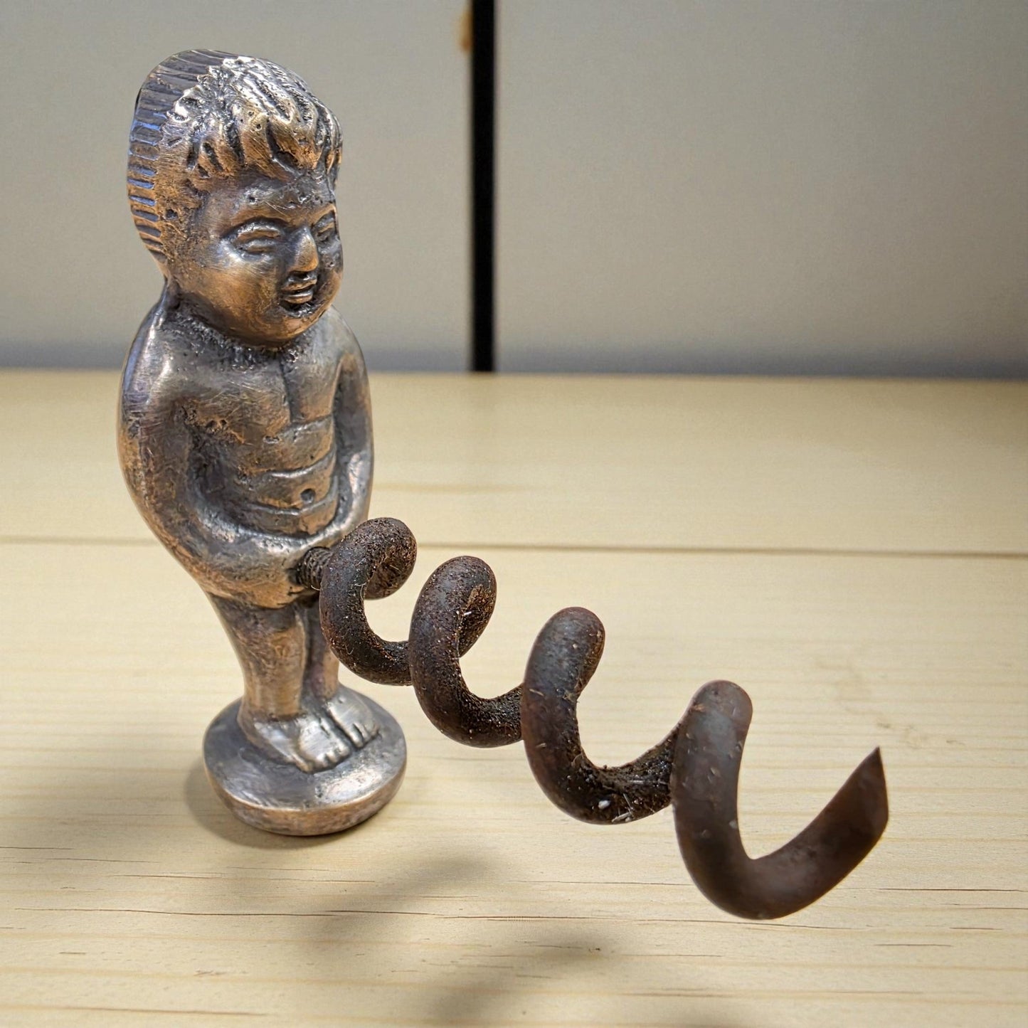 Naughty Boy Solid Brass Corkscrew With Antique Finish (2.25" x 3") - Jones Peak