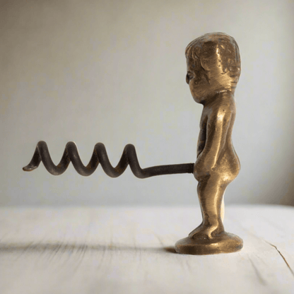 Naughty Boy Solid Brass Corkscrew With Antique Finish (2.25" x 3") - Jones Peak