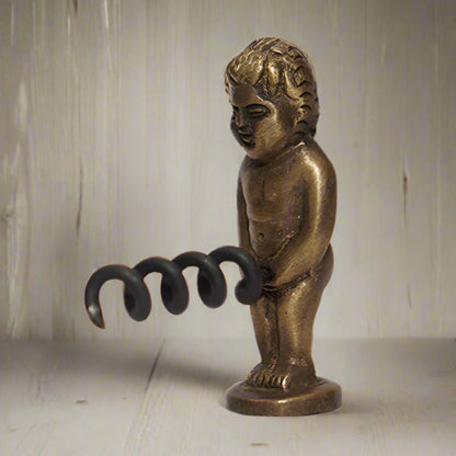 Naughty Boy Solid Brass Corkscrew With Antique Finish (2.25" x 3") - Jones Peak
