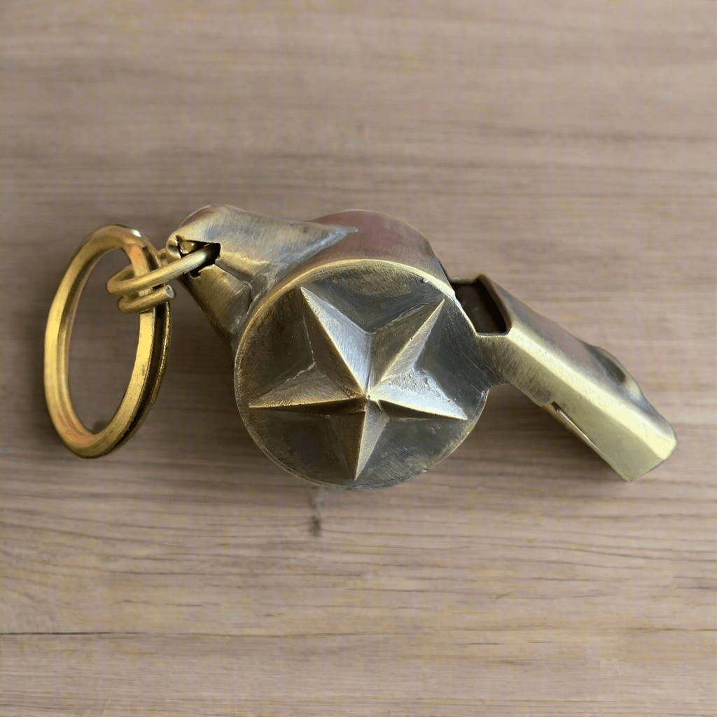 New York 1920's Fire Department Solid Brass Star Whistle (2" Long) - Jones Peak