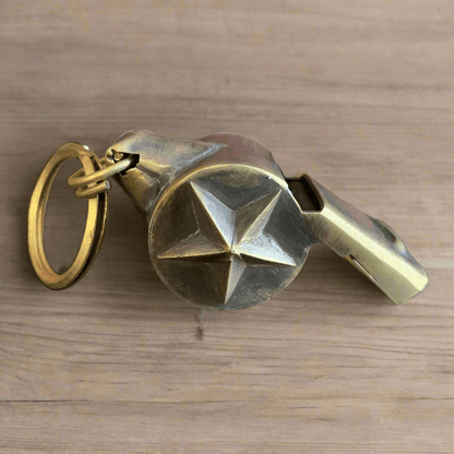 New York 1920's Fire Department Solid Brass Star Whistle (2" Long) - Jones Peak