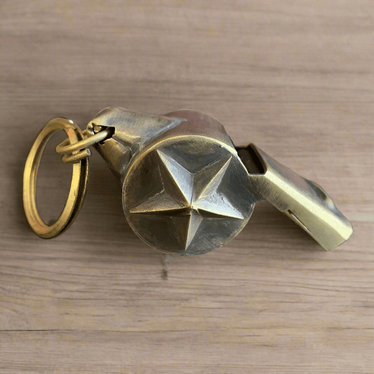 New York 1920's Fire Department Solid Brass Star Whistle (2" Long) - Jones Peak