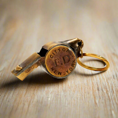 New York 1920's Fire Department Solid Brass Star Whistle (2" Long) - Jones Peak