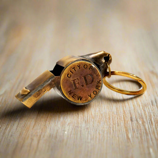 New York 1920's Fire Department Solid Brass Star Whistle (2" Long) - Jones Peak