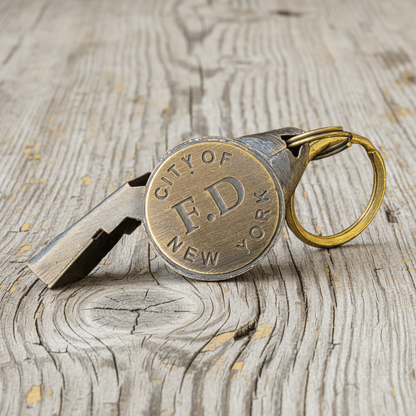 New York 1920's Fire Department Solid Brass Star Whistle (2" x 0.75") - Jones Peak