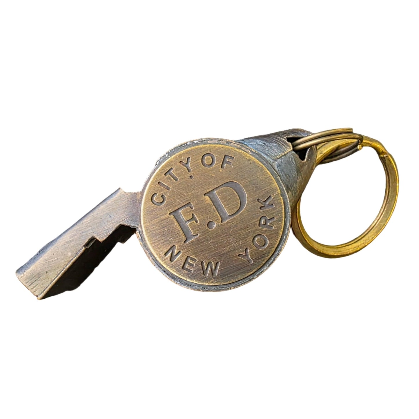 New York 1920's Fire Department Solid Brass Star Whistle (2" x 0.75") - Jones Peak