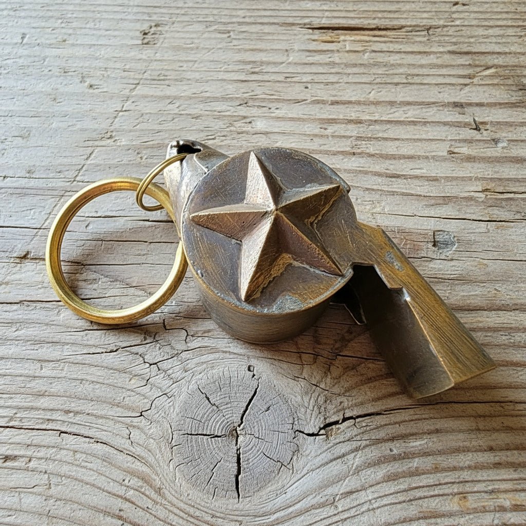 New York 1920's Fire Department Solid Brass Star Whistle (2" x 0.75") - Jones Peak