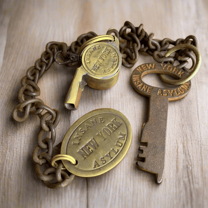 New York Insane Asylum Cast Iron Guard Key And Whistle (20" Long) - Jones Peak