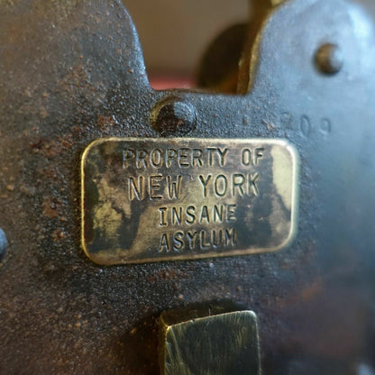 New York Insane Asylum Cast Iron Lock & Keys With Antique Finish (3" x 5") - Jones Peak
