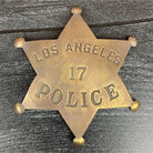 LAPD Police Star Solid Brass Badge With Antique Finish & Soldered Pin Back (3" x 2.25") - Jones Peak