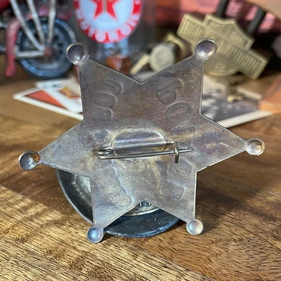 LAPD Police Star Solid Brass Badge With Antique Finish & Soldered Pin Back (3" x 2.25") - Jones Peak