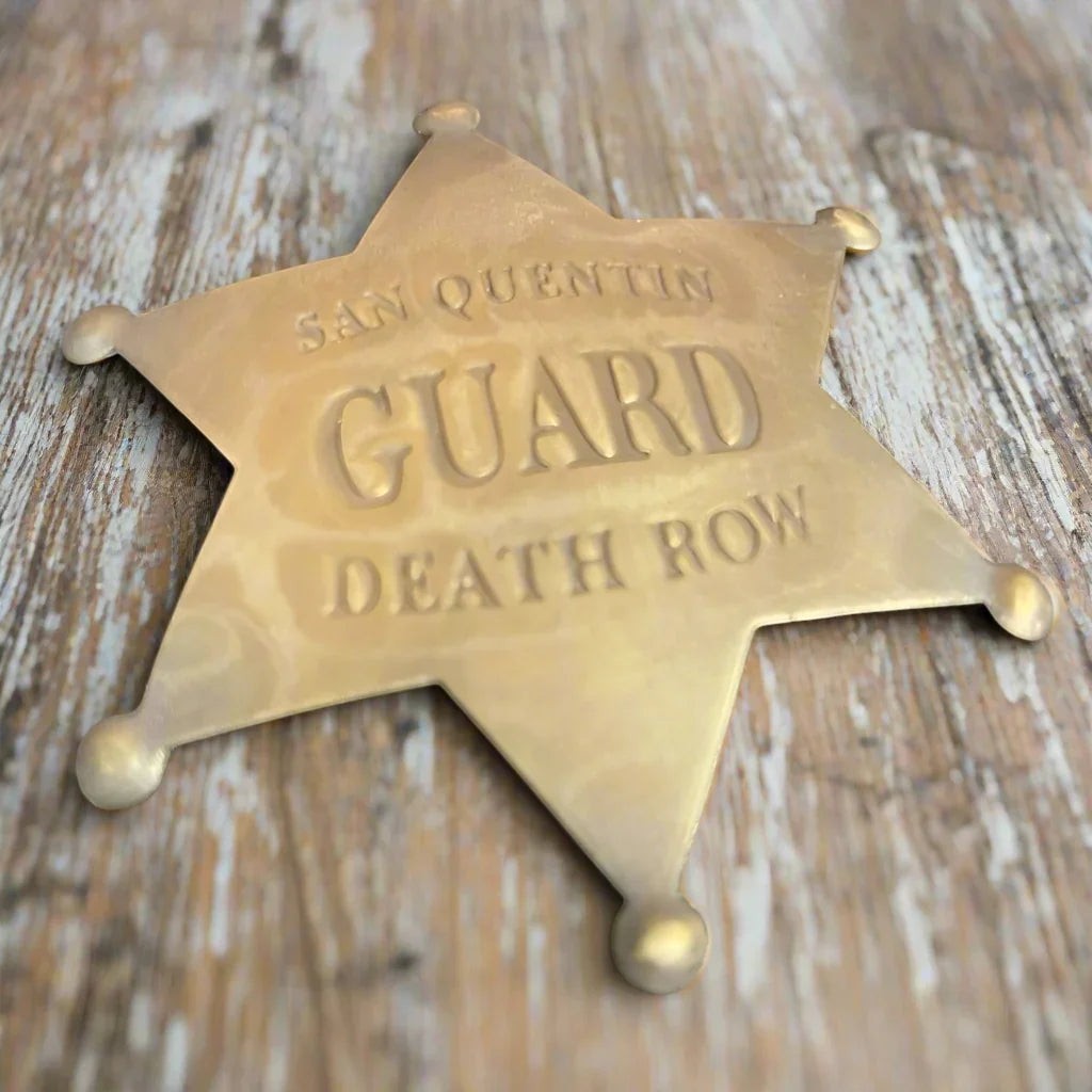 San Quentin Guard Death Row Solid Brass Badge With Antique Finish (3" x 2.25") - Jones Peak