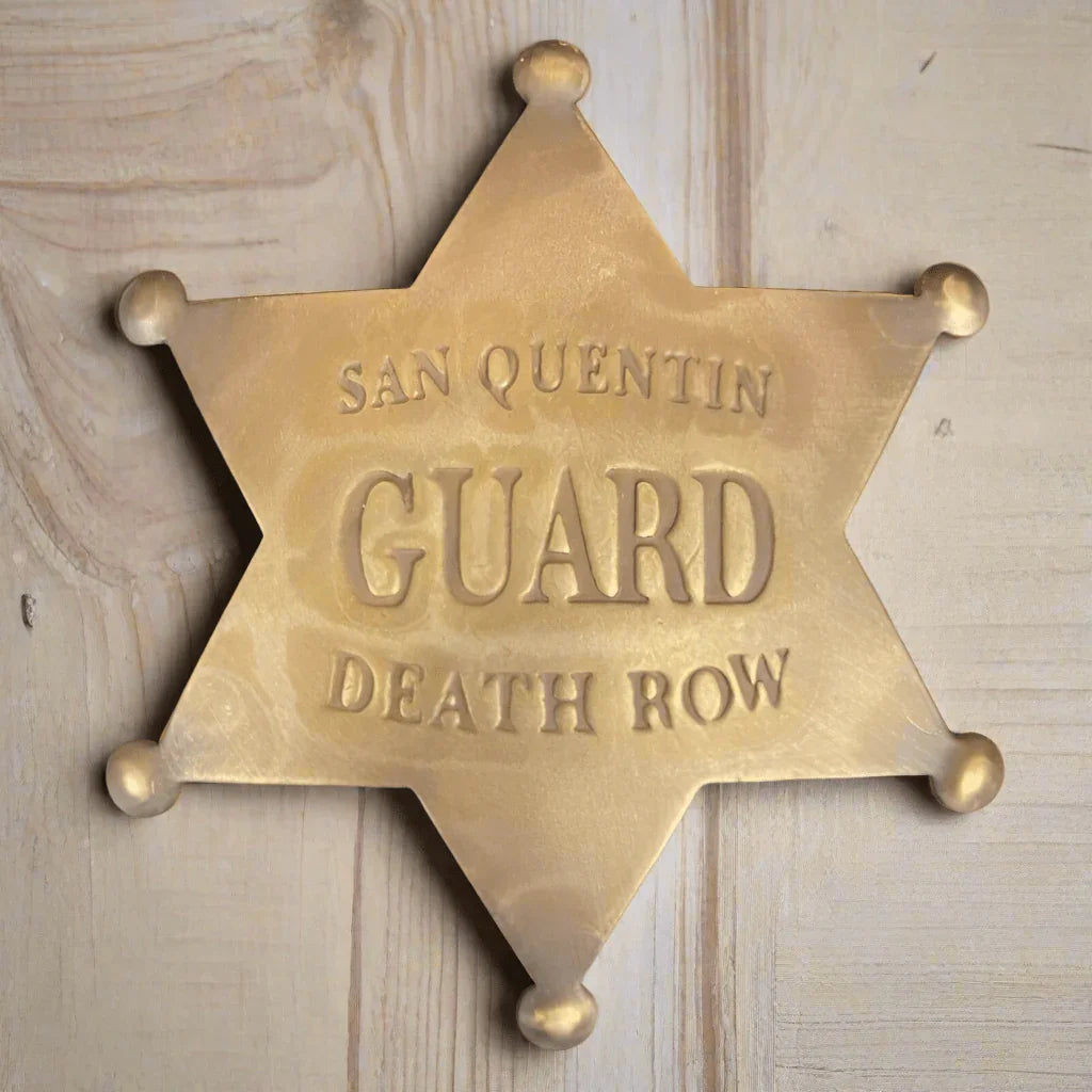 San Quentin Guard Death Row Solid Brass Badge With Antique Finish (3" x 2.25") - Jones Peak