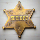 Sheriff Old West Solid Brass Star Badge With Antique Finish & Soldered Pin (3" x 2.25") - Jones Peak