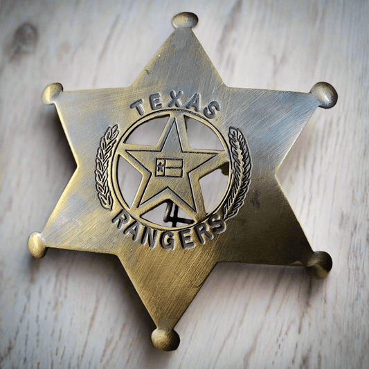 Texas Rangers Solid Brass Badge With Soldered Pin & Antique Finish (3" x 2.25") - Jones Peak
