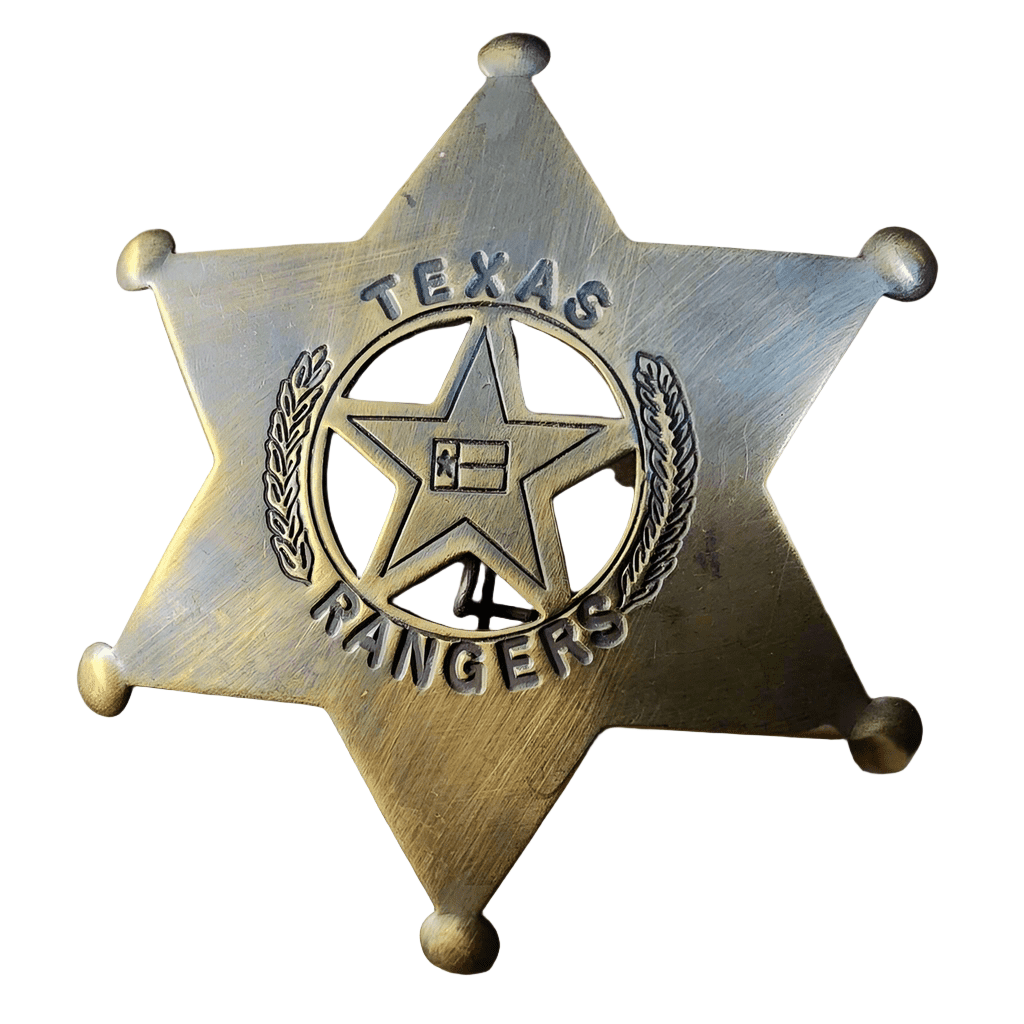 Texas Rangers Solid Brass Badge With Soldered Pin & Antique Finish (3" x 2.25") - Jones Peak