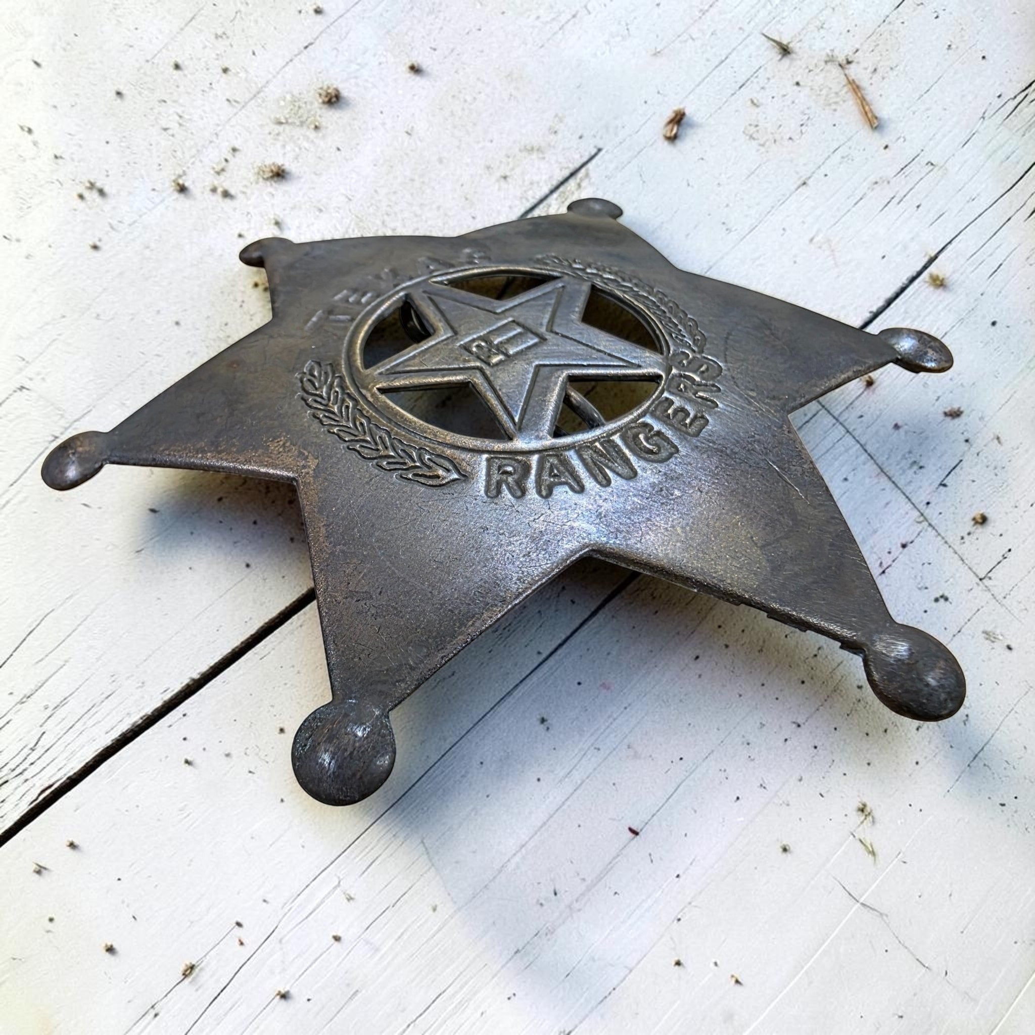 Texas Rangers Solid Brass Badge With Soldered Pin & Antique Finish (3" x 2.25") - Jones Peak
