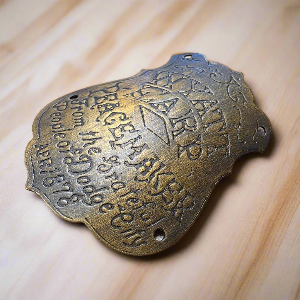 Wyatt Earp Peacemaker Dodge City 1878 Gun Butt Tag (2" x 1.75") - Jones Peak