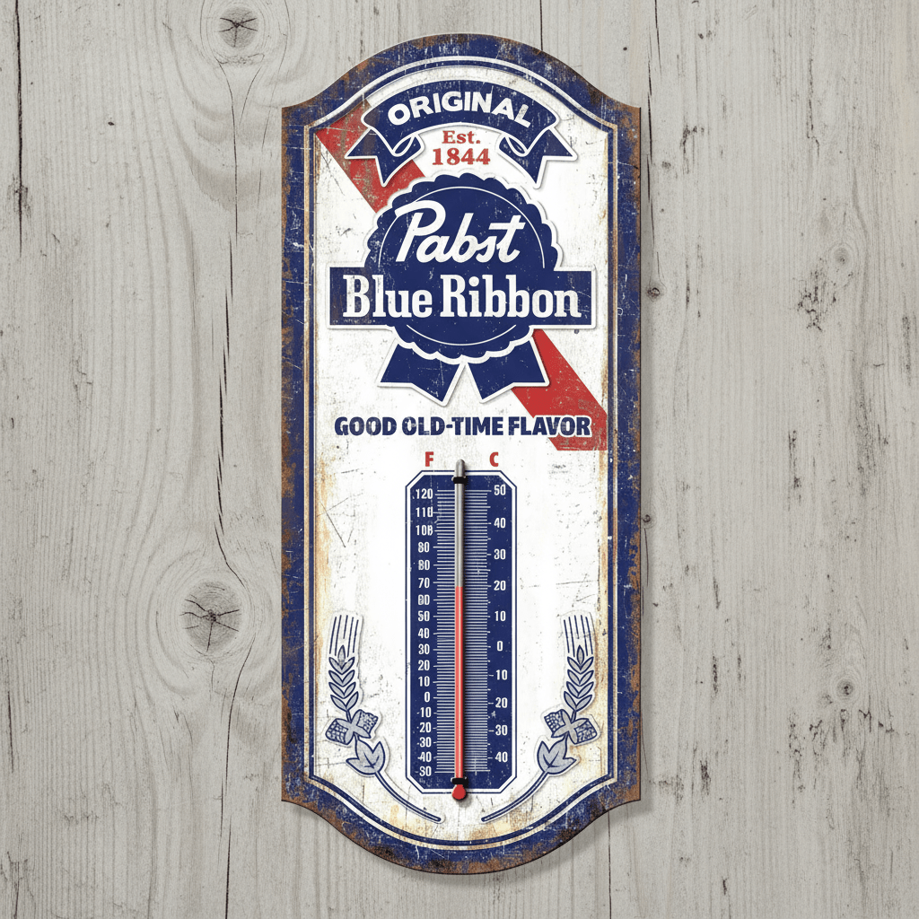 Pabst Blue Ribbon Good Old - Time Flavor Thermometer (17.5" x 7.5") - Jones Peak