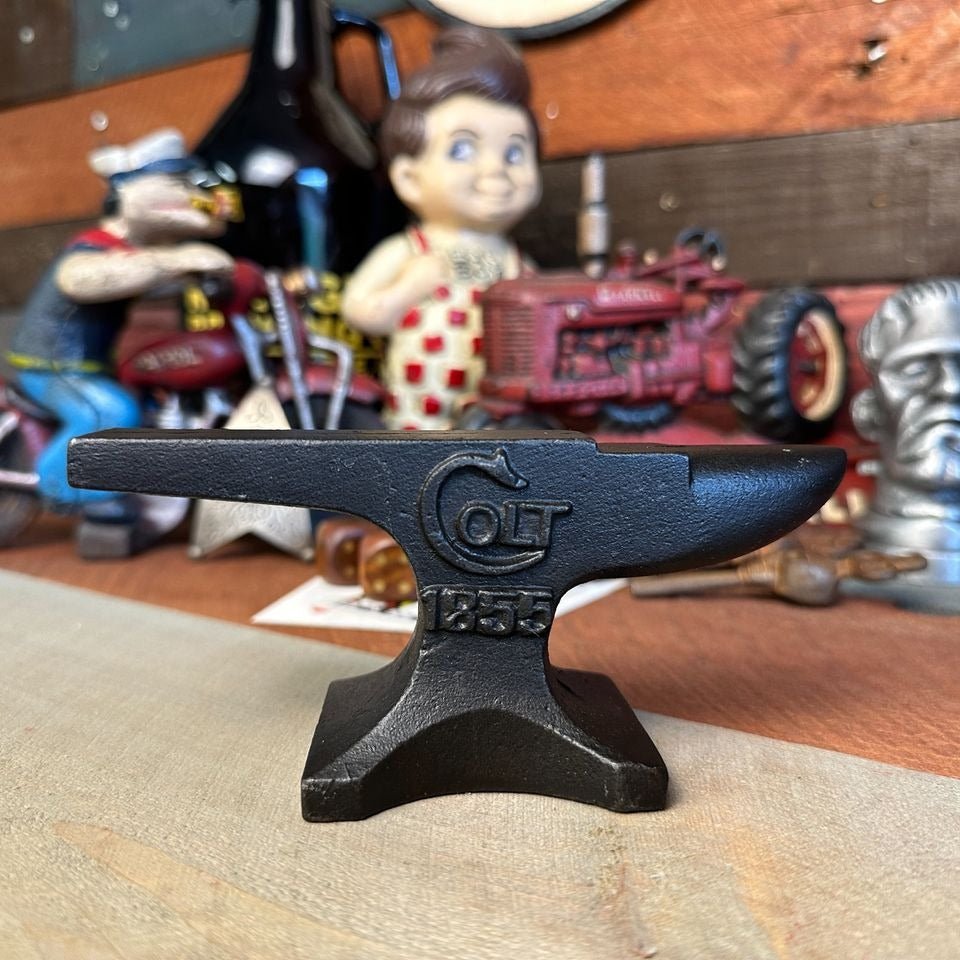 Colt 1855 Cast Iron Anvil Paperweight With Raised Letter & Antique Finish (5.75" x 2.5") - Jones Peak