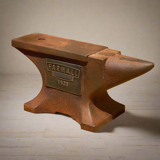 Farmall 1923 Cast Iron Anvil Paperweight With Brass Tag And Embossed Makers Mark (8" x 3.5" x 2") - Jones Peak