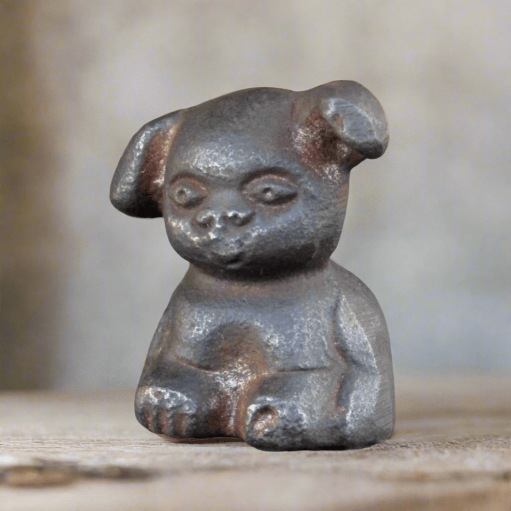 Griswold Pup Paperweight Cast Iron With Raised Letters & Antique Finish (1.5" Tall) - Jones Peak