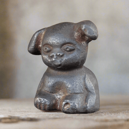 Griswold Pup Paperweight Cast Iron With Raised Letters & Antique Finish (1.5" Tall) - Jones Peak