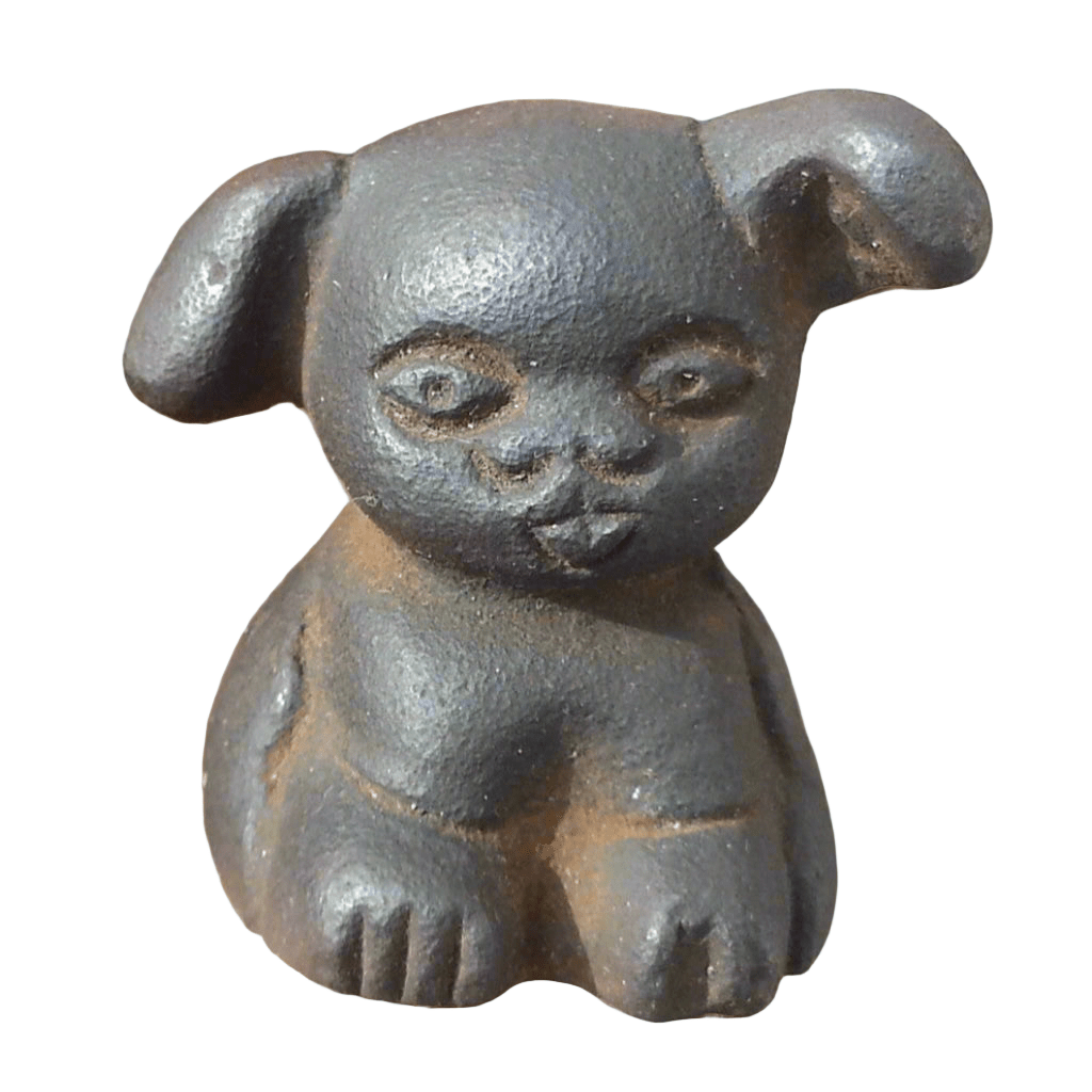 Griswold Pup Paperweight Cast Iron With Raised Letters & Antique Finish (1.5" Tall) - Jones Peak