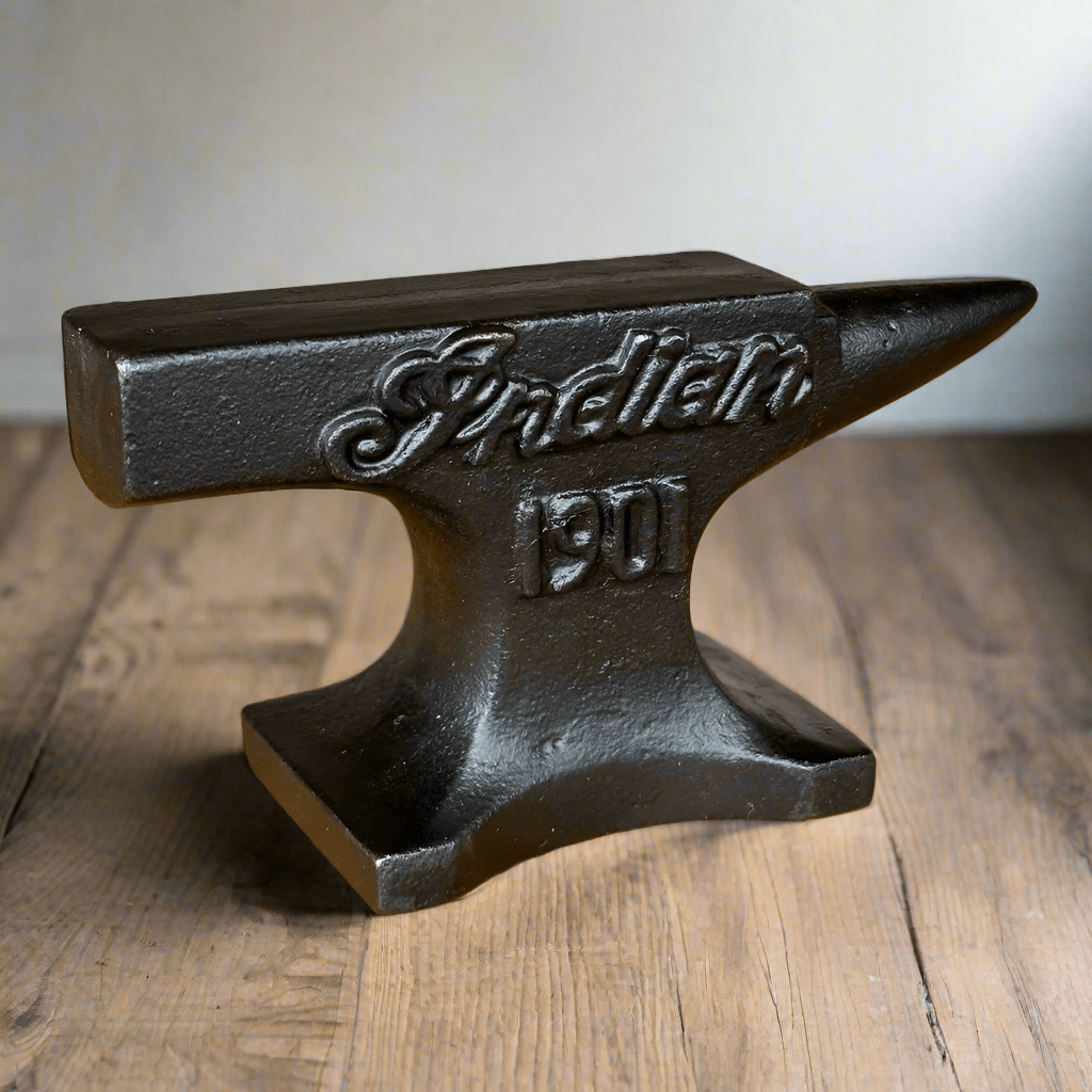 Indian Motorcycles 1901 Cast Iron Anvil Paperweight With Raised Lettering & Antique Finish (4.5" x 3") - Jones Peak