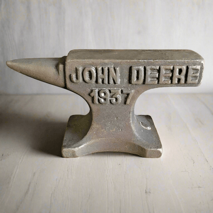 John Deere 1937 Cast Iron Anvil Paperweight Cast Iron With Raised Lettering & Antique Finish (4.5" x 2.75") - Jones Peak