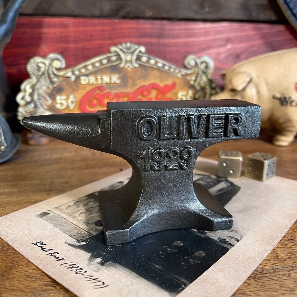 Oliver Tractors 1929 Cast Iron Anvil Paperweight With Antique Finish (5.5" x 2.5") - Jones Peak