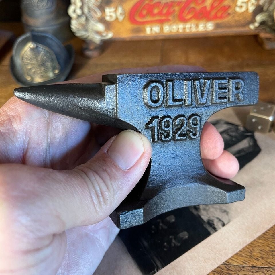 Oliver Tractors 1929 Cast Iron Anvil Paperweight With Antique Finish (5.5" x 2.5") - Jones Peak