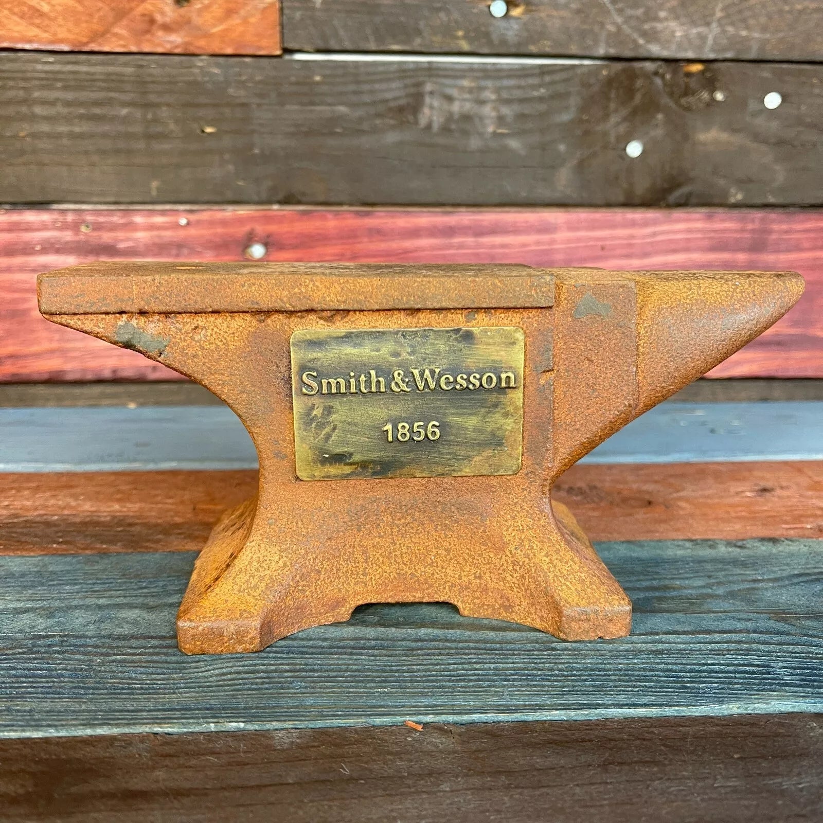 Smith & Wesson 1856 Cast Iron Anvil Paperweight With Antique Finish (8" x 3.5" x 2") - Jones Peak