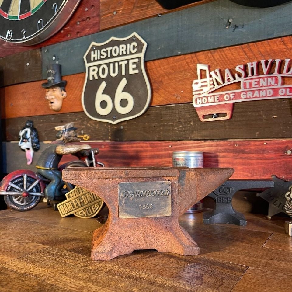 Winchester 1866 Cast Iron Anvil Paperweight With Makers Mark & Antique Finish (8" x 3.5" x 2") - Jones Peak