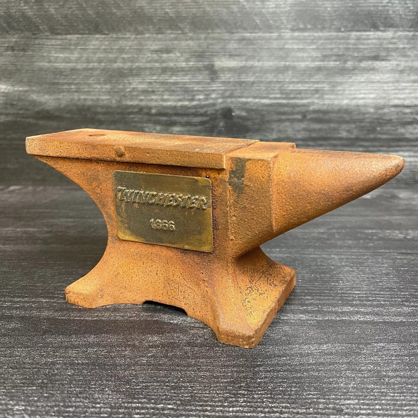 Winchester 1866 Cast Iron Anvil Paperweight With Makers Mark & Antique Finish (8" x 3.5" x 2") - Jones Peak
