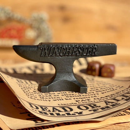Winchester Repeating Arms 1929 Cast Iron Anvil Paperweight With Antique Finish (4.5" x 2.75" x 2") - Jones Peak
