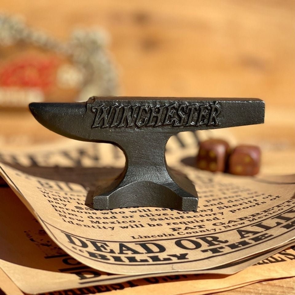 Winchester Repeating Arms 1929 Cast Iron Anvil Paperweight With Antique Finish (4.5" x 2.75" x 2") - Jones Peak