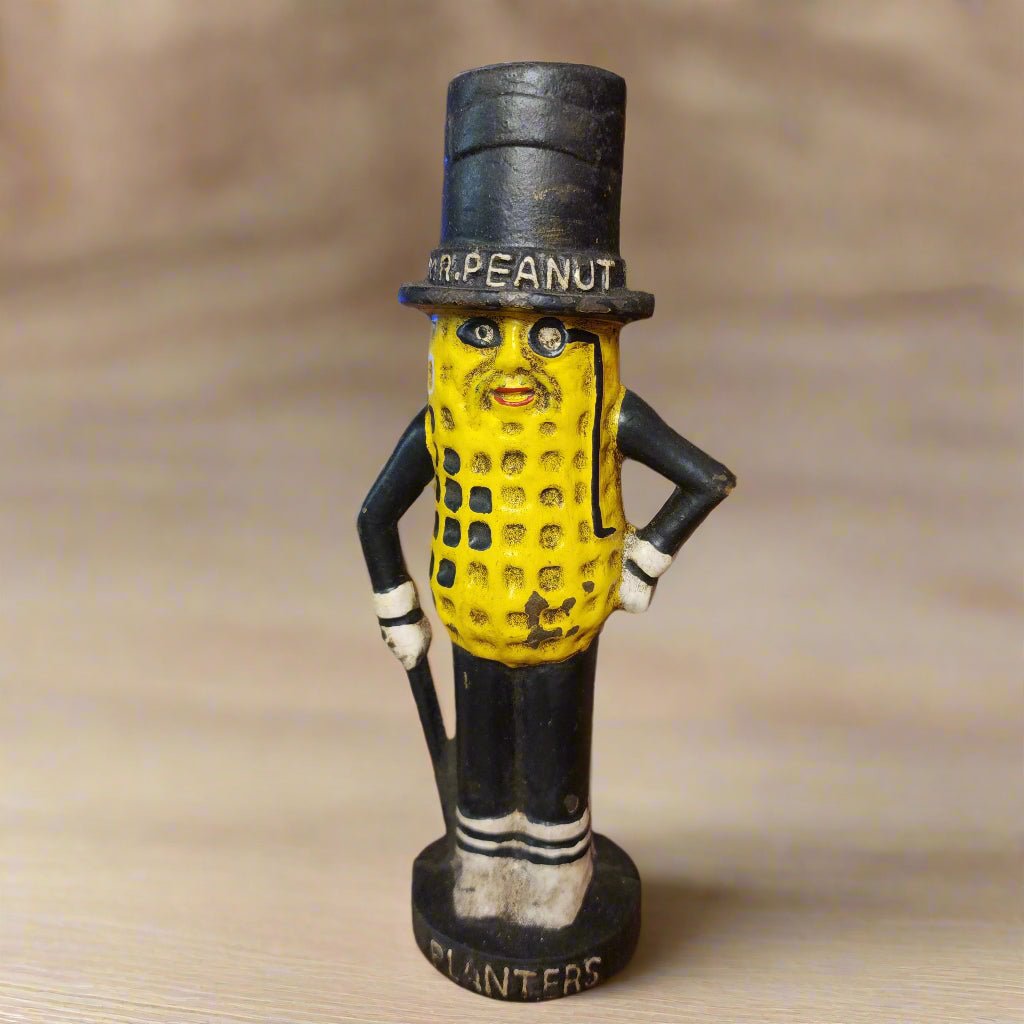 Planters Mr. Peanut Cast Iron Bank With Painted Antique Finish (8" Tall) - Jones Peak