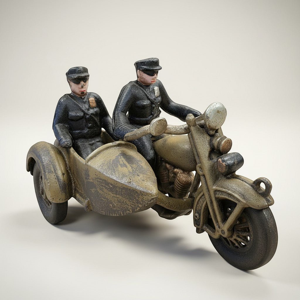 Police Cast Iron Motorcycle With Side Car - Jones Peak