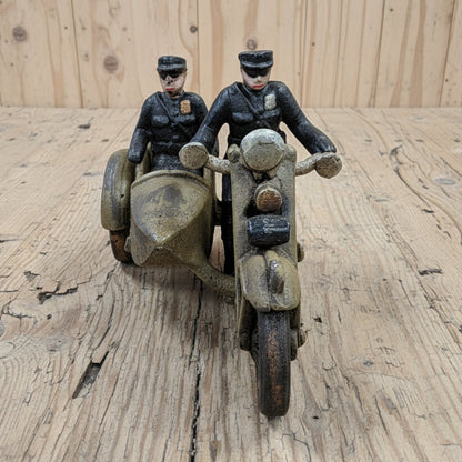 Police Motorcycle Side Car Cast Iron with Movable Wheels & Painted Antique Finish (8" x 5") - Jones Peak