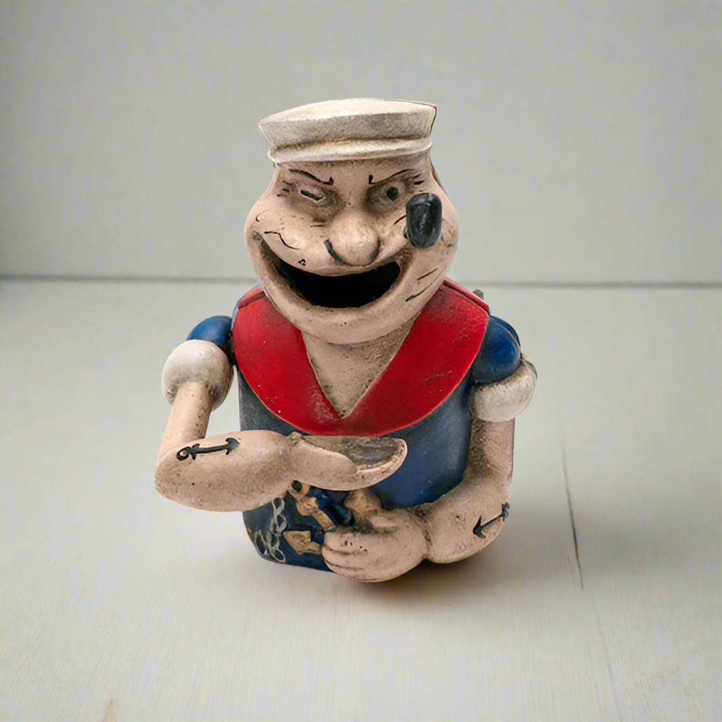 Popeye Cast Iron Mechanical Coin Bank With Painted Antique Finish (6" x 5") - Jones Peak