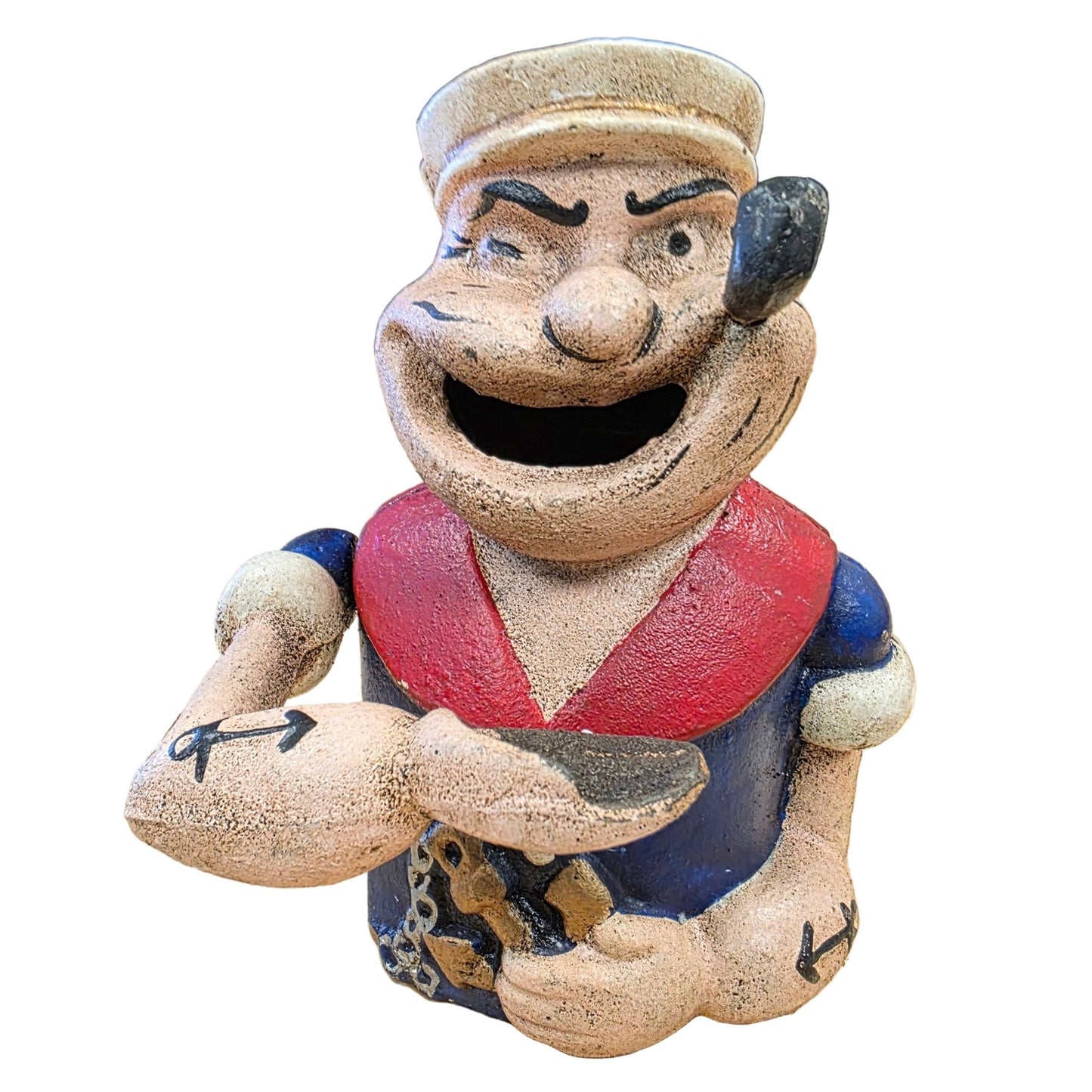 Popeye Cast Iron Mechanical Coin Bank With Painted Antique Finish (6" x 5") - Jones Peak