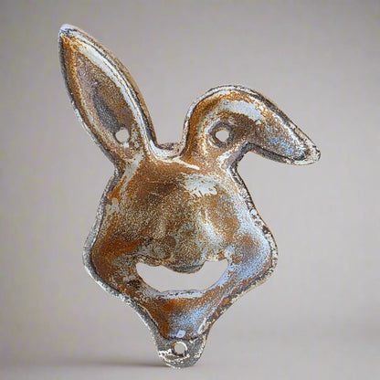 Rabbit Cast Iron Wall Mounted Bottle Opener With Painted Antique Finish (5.5" x 3") - Jones Peak