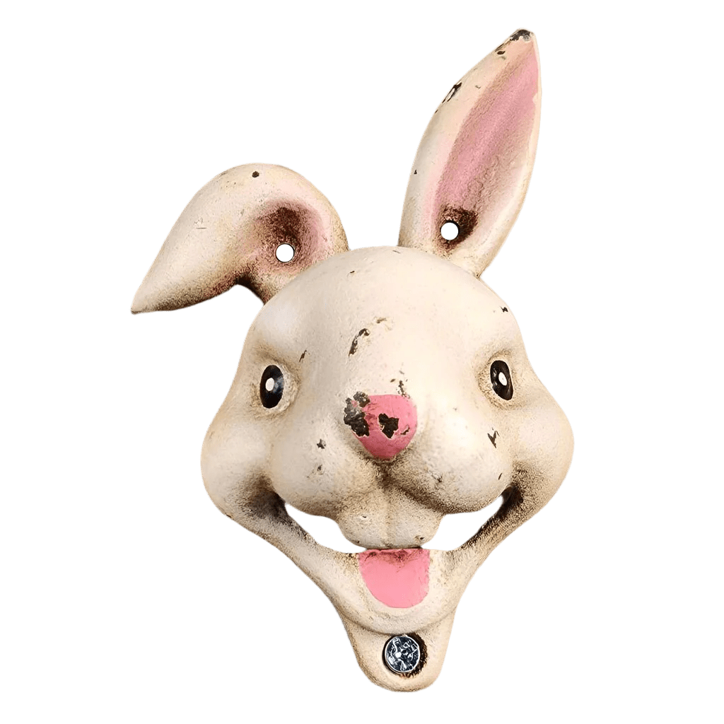 Rabbit Cast Iron Wall Mounted Bottle Opener With Painted Antique Finish (5.5" x 3") - Jones Peak