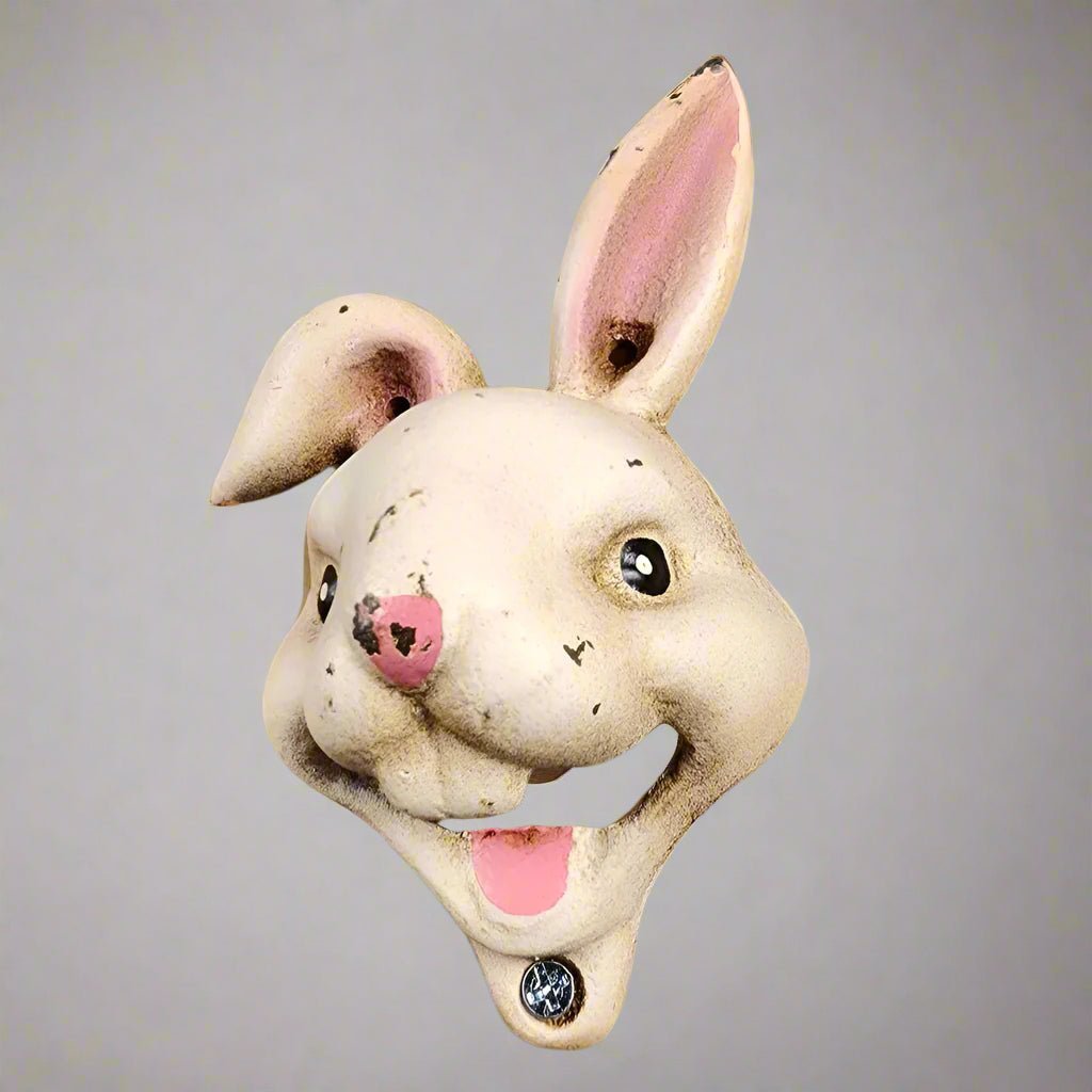 Rabbit Cast Iron Wall Mounted Bottle Opener With Painted Antique Finish (5.5" x 3") - Jones Peak