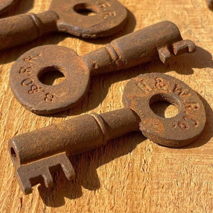 Railroad Keys Cast Iron Stamped With Train Initials (Set of 25) - Jones Peak