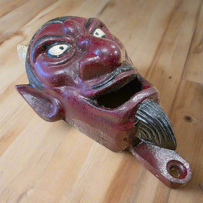 Red Horned Devil Wall Mounted Cast Iron Bottle Opener With Painted Antique Finish (3" x 5") - Jones Peak