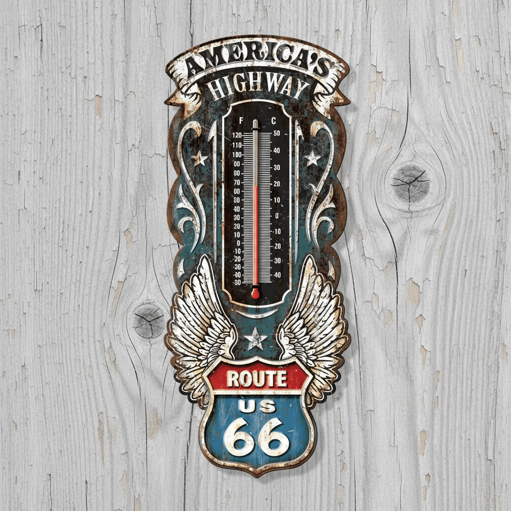 Route 66 America's Highway Thermometer (17.5" x 7.3") - Jones Peak