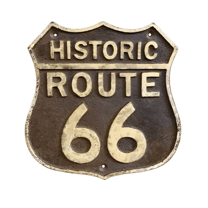 Route 66 Cast Iron Embossed Plaque With Painted Antique Finish (7.5" x 7.5") - Jones Peak